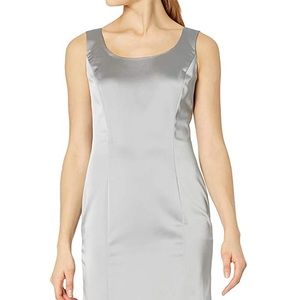 Tahari ASL Women’s Stretch Satin Sheath Dress Silver